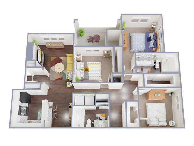 3 Bed, 2 Bath A w/ Garage (80% Income Restricted) 21-2121 floor plan